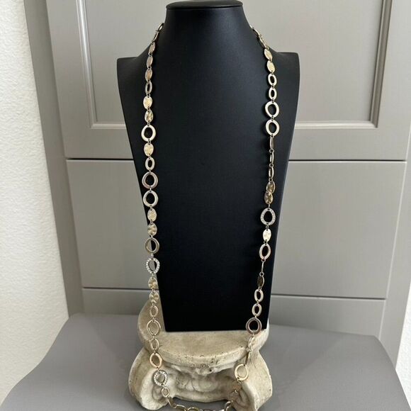 2 Designer Gold Tone Statement Long Pendant Necklaces - Picture 6 of 8